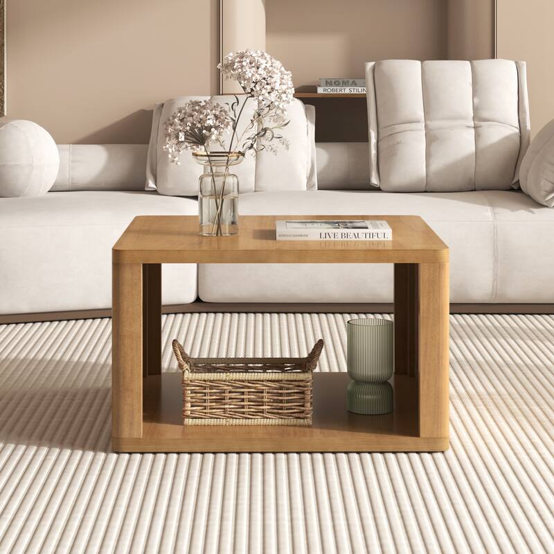 30.8" MDF Coffee Table with Half-Open Storage