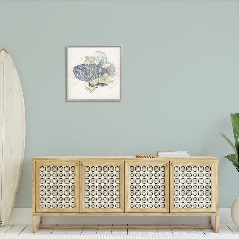 Stupell Aquatic Sea Life Rustic Seashell Layered Fish Framed Wall Art, Design by Victoria Barnes