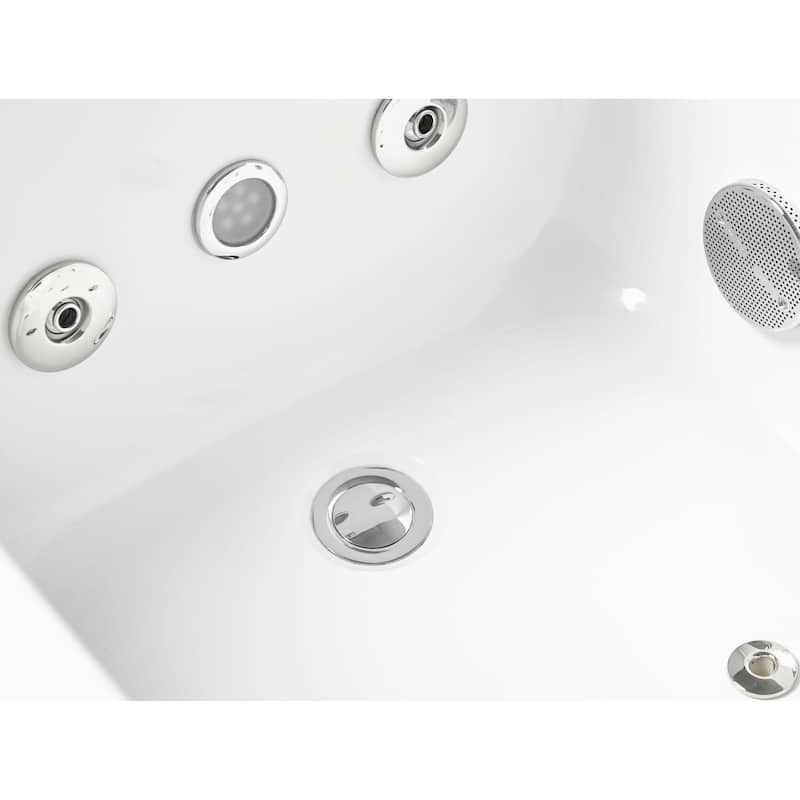 5 ft Acrylic White Rectangular Whirlpool Bathtub w Fixtures