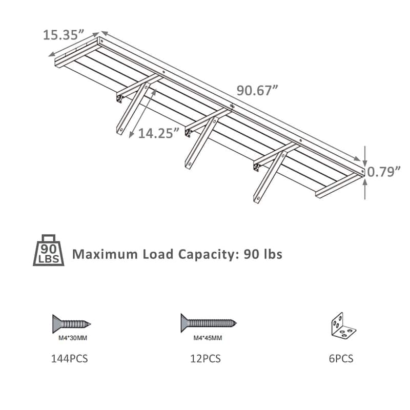 VEIKOUS Wooden Greenhouse Shelves, Heavy-Duty Storage Shelving for Wooden Greenhouses, 5 Available Sizes