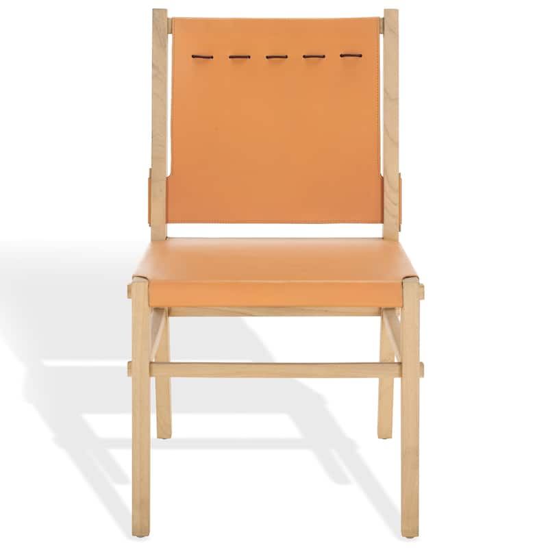 SAFAVIEH COUTURE Catriella Leather Dining Chair (Set of 2) - 21"W x 26"D x 37"H