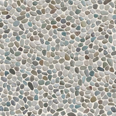 White Green Mini Pebble Mosaic Backsplash Tiles for Kitchen Walls, Shower Bathroom Floors 12" X 12" (11 Sqft per case)