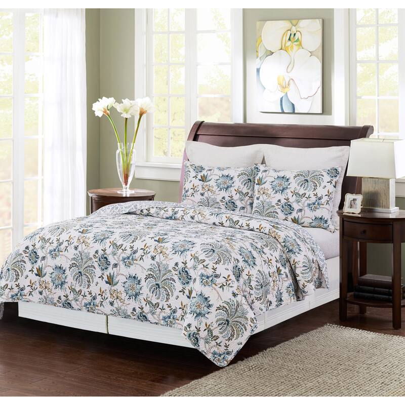 Braganza Teal Quilt Bedding Set