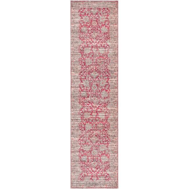 Livabliss Nolita Floral Border Machine Washable Area Rug - Red/Taupe - 2' 6" x 10'
