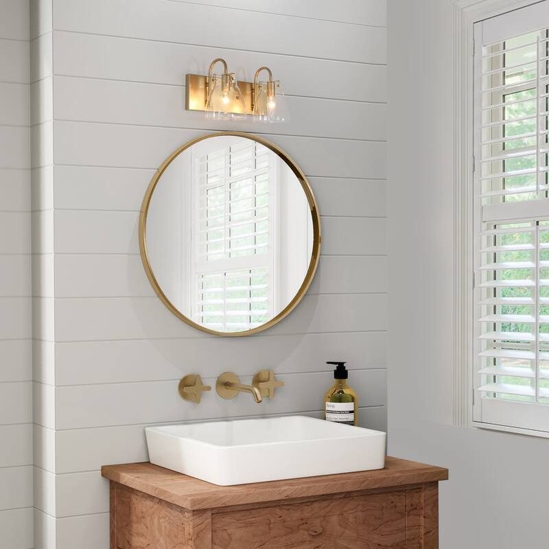 Chiry Mid-Century Modern 2-Light Gold Linear Glass Bathroom Vanity Light
