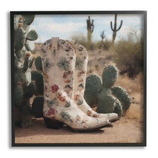 Stupell Floral Cowgirl Boots Framed Giclee Art Design by LSR Design ...