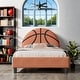 preview thumbnail 2 of 8, Basketball Upholstered Twin Bed, Sport Style, Orange, No Box Spring