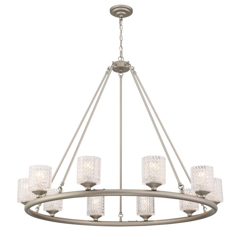 10 Light Crystal Wagon Wheel Candle Style Chandelier - 42.52"x42.52"x35.38"