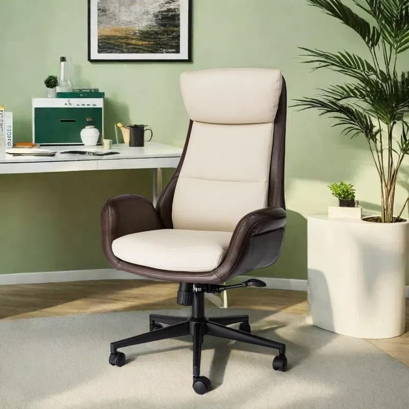 Glitzhome 48-inch Two-tone High Back Gaslift Ergonomic Executive Swivel Home Office Chair - 43.75"-47.75"H