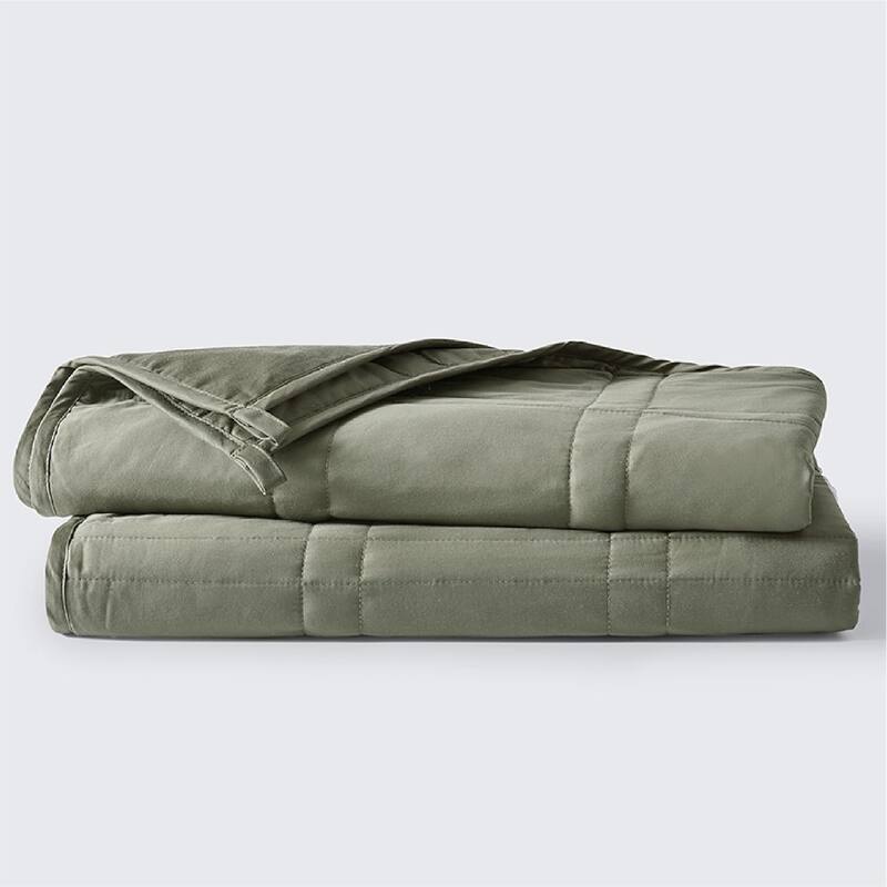 Cool Cotton Weighted Blanket - 15lb Full/Queen - Queen - Moss