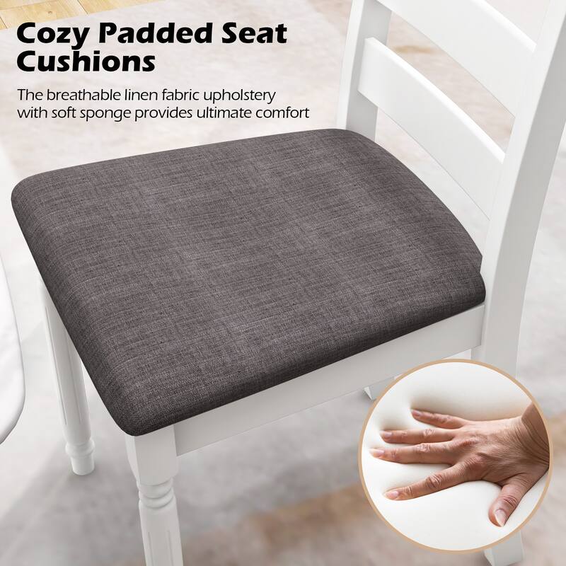 Gymax Wooden Dining Chair Set of 4 w/ Acacia Wood Legs Padded Cushion