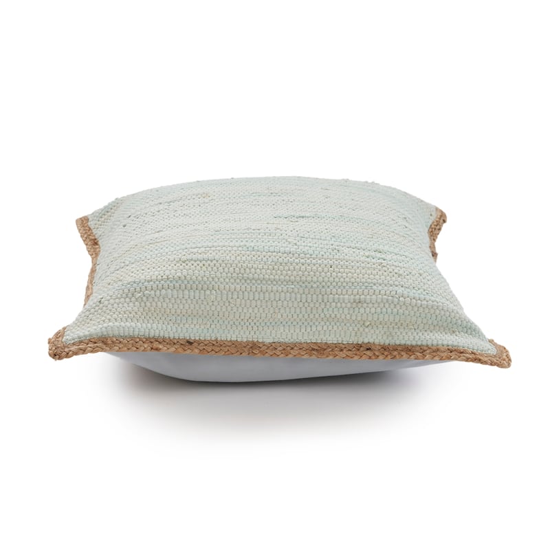 Sevita Relai Coastal Solid Blue/Tan Hand-Woven Indoor Throw Pillow