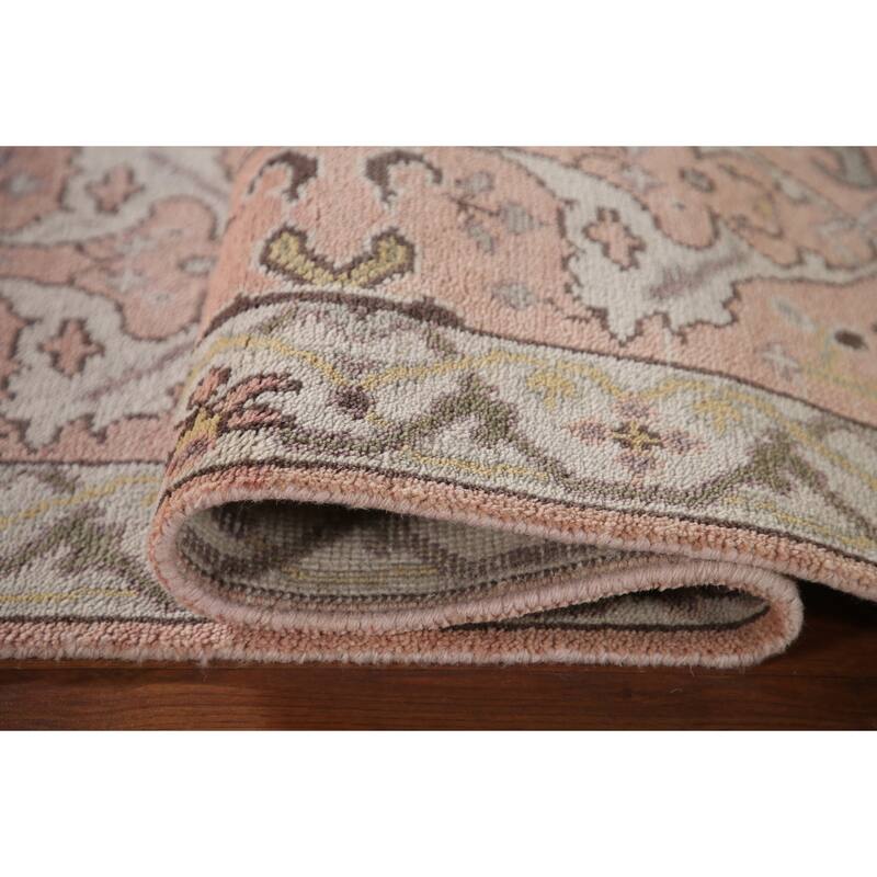 Pink Oushak Style Runner Rug Handmade Wool Carpet - 2'6"x 10'2"