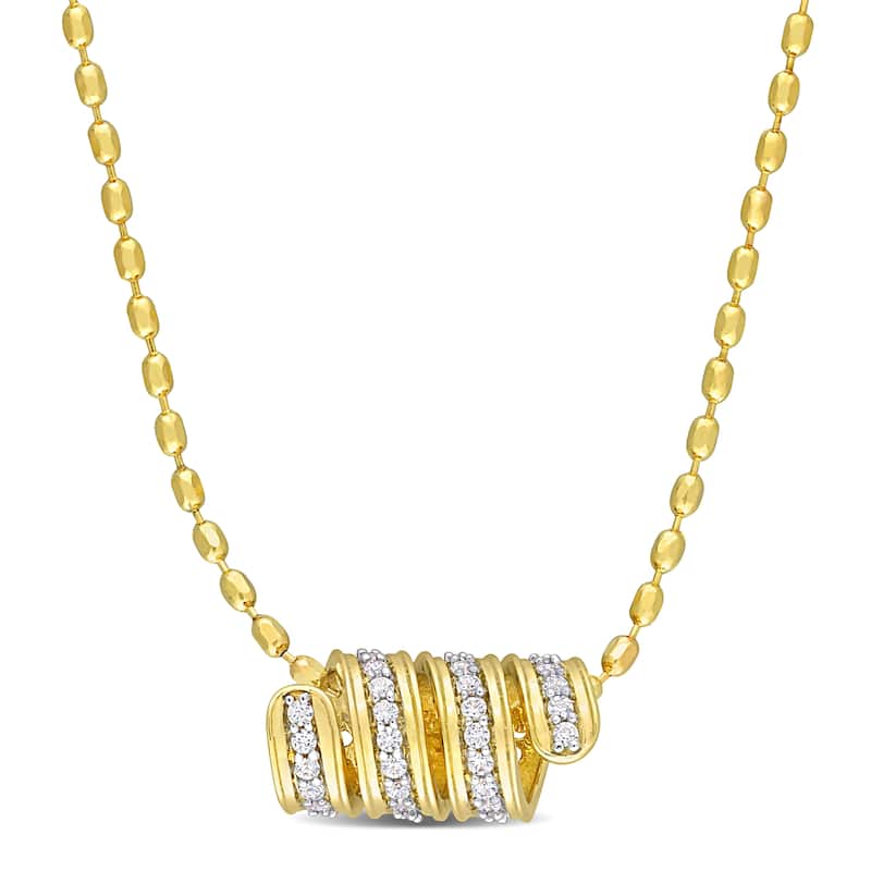 Miadora 1/2ct TGW Created White Sapphire Scroll Necklace Yellow Silver
