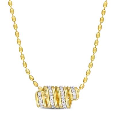 Miadora 1/2ct TGW Created White Sapphire Scroll Necklace Yellow Silver