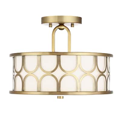 Meridian M60015 2 Light 13" Wide Semi-Flush Drum Ceiling Fixture
