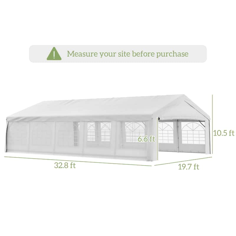 Outsunny 20' x 32' Heavy Duty Party Tent, Large Canopy Tent w/ Removable Protective Sidewalls