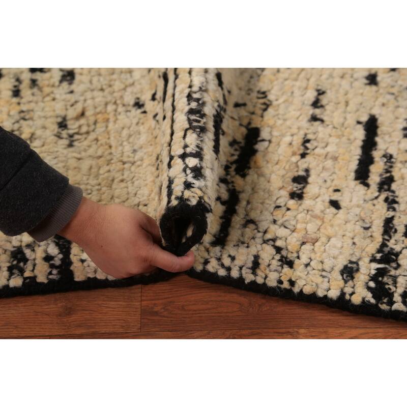 Abstract Moroccan Indian Accent Rug Handmade Wool Carpet - 2'0"x 3'0"
