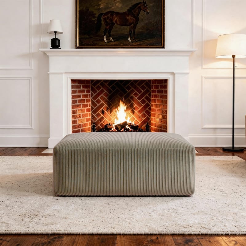 Corduroy Upholstered Modular Sectional Sofa with Ottoman