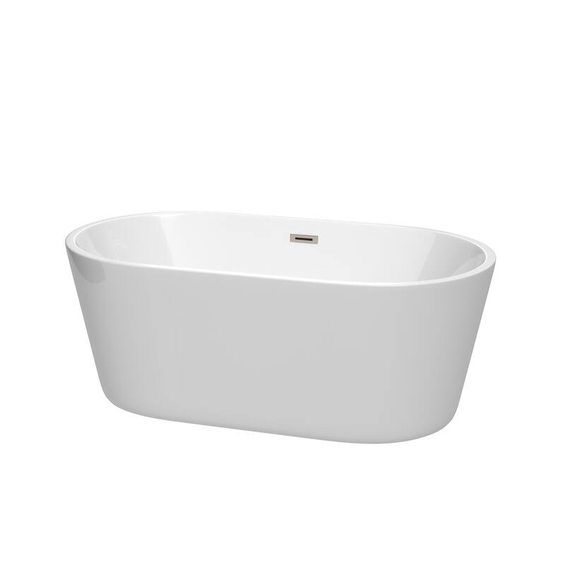 Wyndham Collection Carissa 60" Free Standing Acrylic Soaking Tub with - White / Brushed Nickel Trim