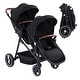 preview thumbnail 7 of 6, Double Stroller Tandem Stroller for Infant and Toddler, Foldable Pushchair Bassinet Pram Black