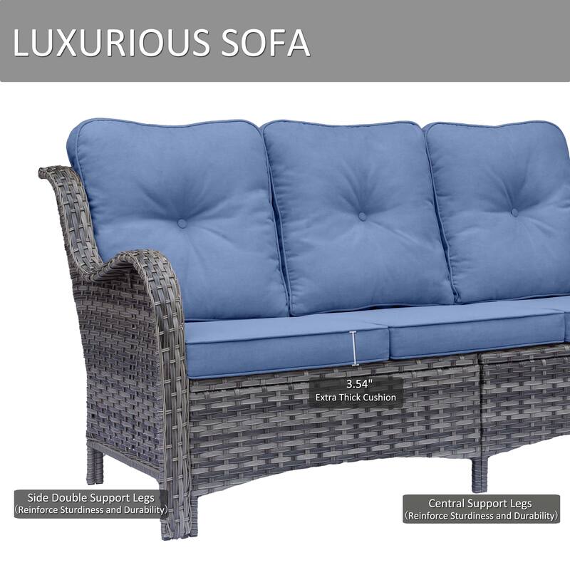 Outdoor Wicker Patio Conversation Seating Sofa Sets with Swivel Chairs