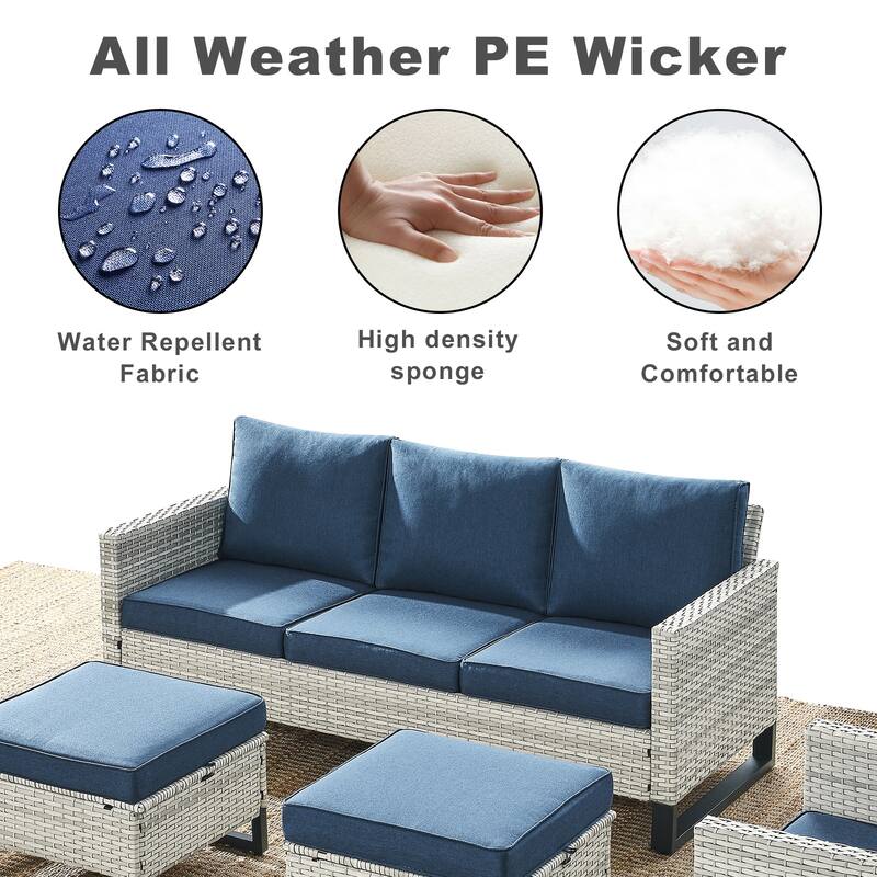 Gymojoy 3-Seat Sofa Club Chair Ottoman and Cushion