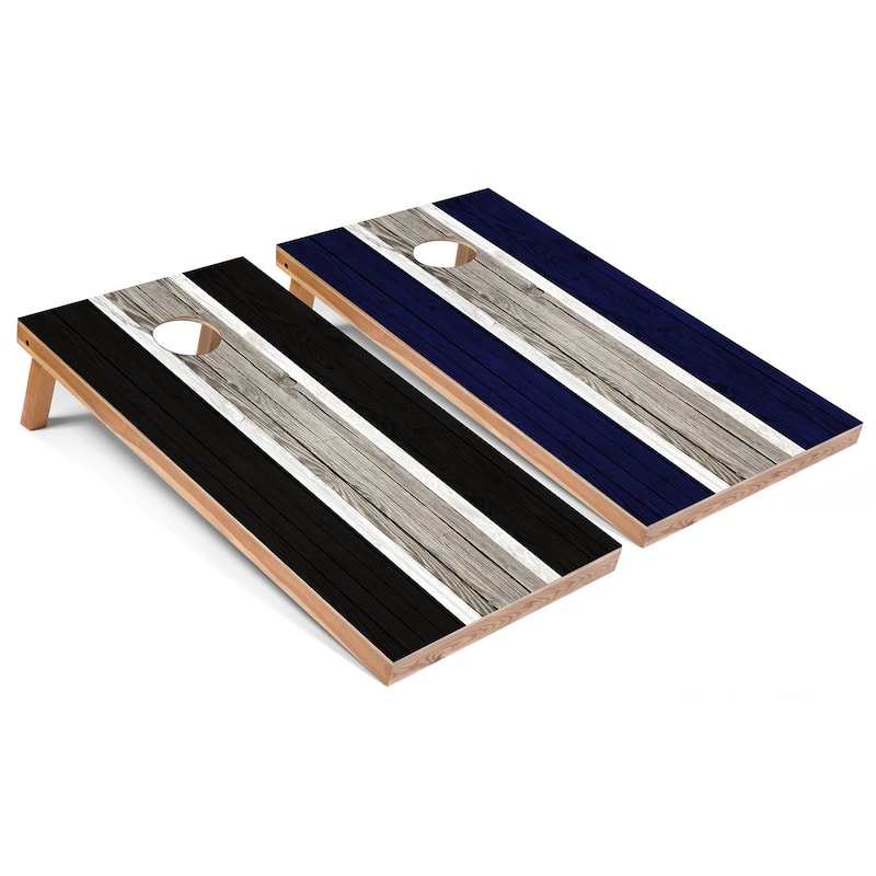 Black and Navy Striped Cornhole Board Set