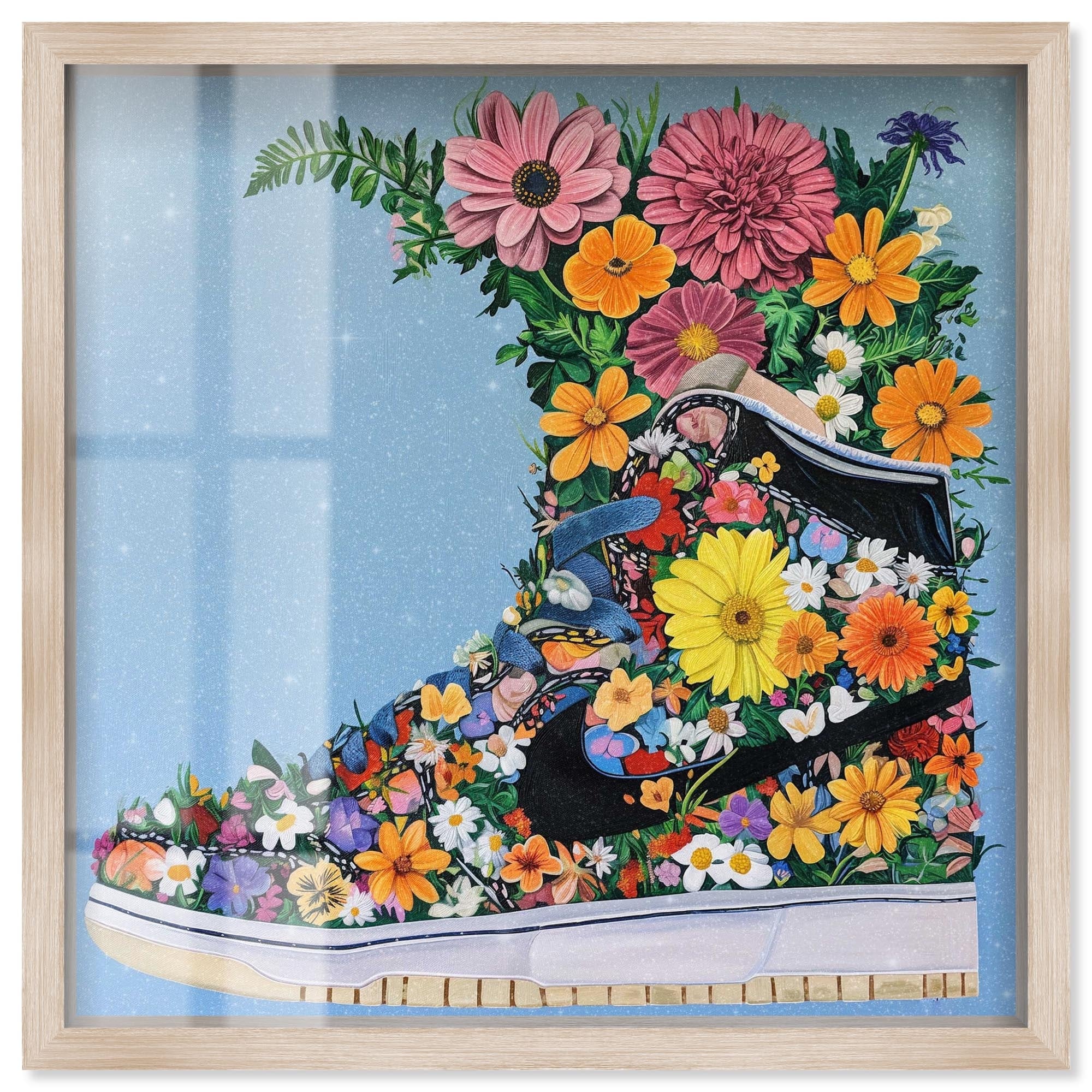 Blooming Floral Sneaker Shadowbox by Art Remedy
