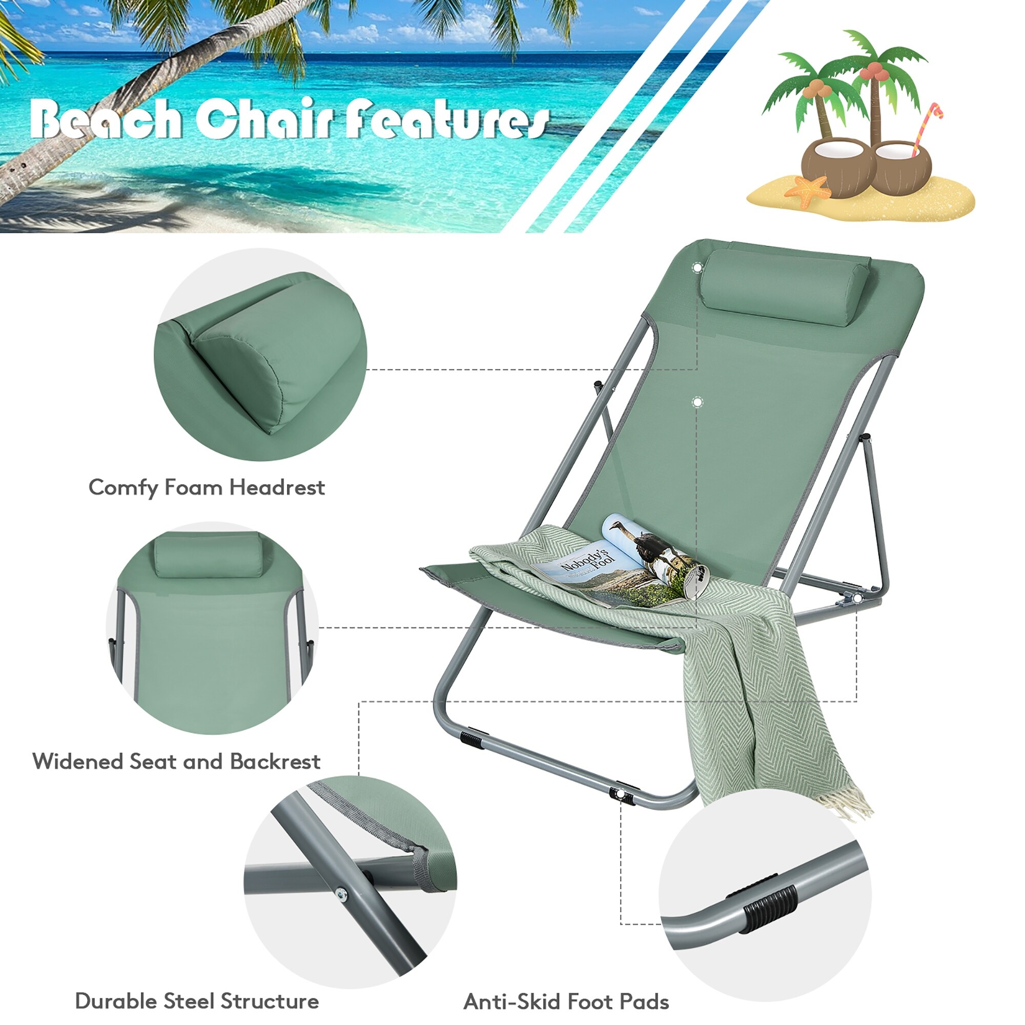 3 position store beach chair