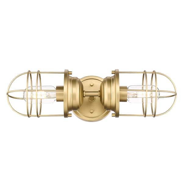 slide 2 of 3, Golden Lighting Seaport 2-light Vanity in Brushed Champagne Brass