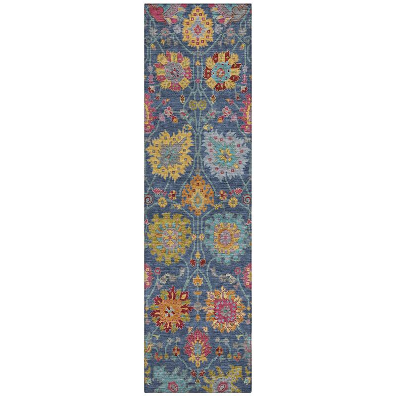Machine Washable Indoor/ Outdoor Traditional Kashan Chantille Rug