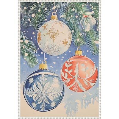 Christmas Ornaments II by Melloi Art Prints (23 x 33 in.), Framed Canvas Wall Art Print - Sylvie Beaded White
