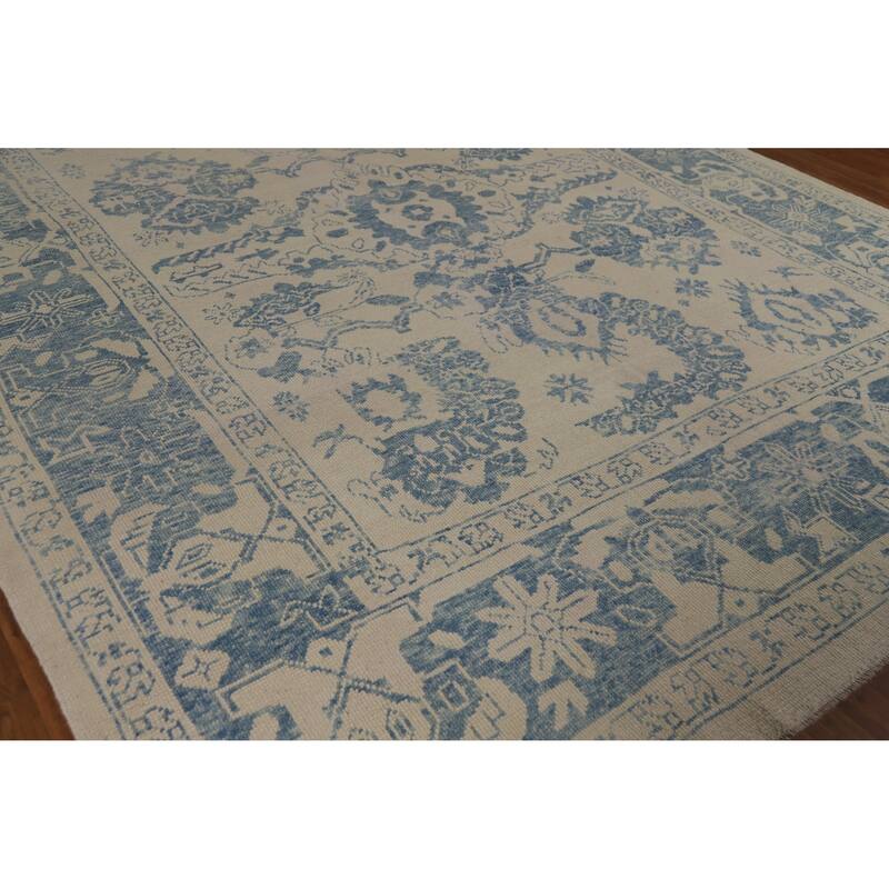 Hand Knotted Oriental 100% Wool Carpet Transitional All-Over Beige & Ivories Oushak Area Rug - 11' 11'' X 9' 3''