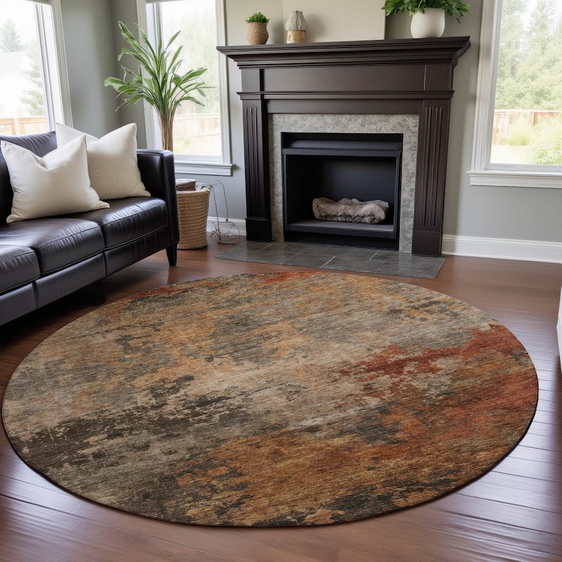 Premium Washable Super Soft Modern Phoenix Mayfield Rug - Khaki - 8' x 8'