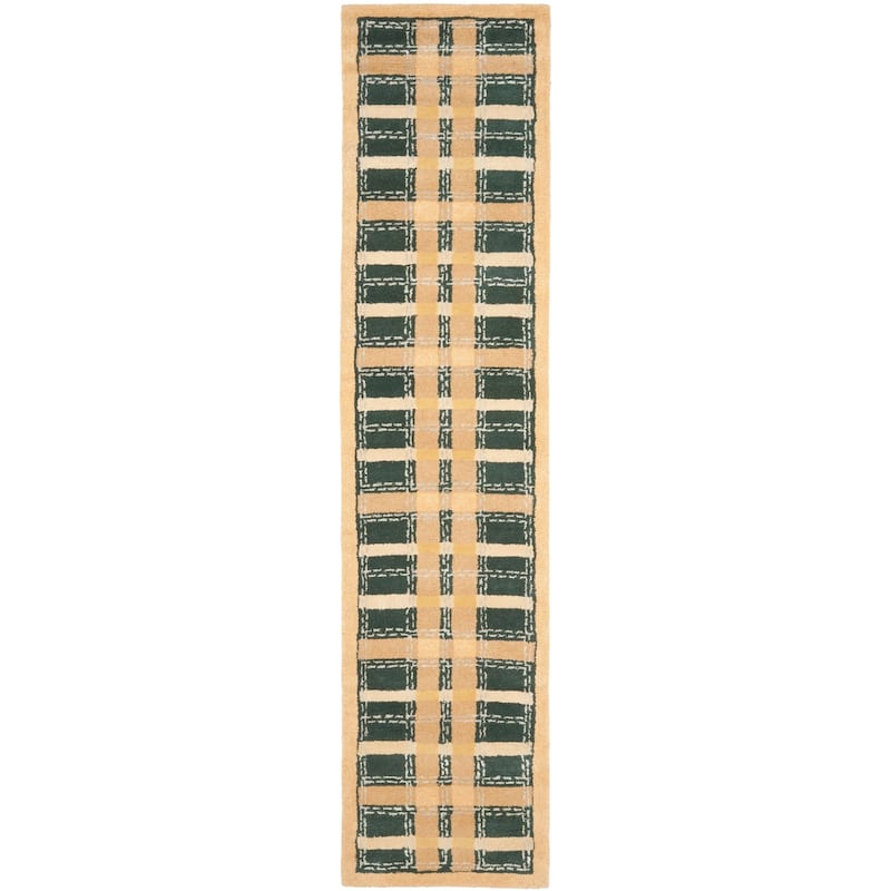 Martha Stewart by SAFAVIEH Colorweave Plaid Wool/ Viscose Rug - 2'3" x 10' Runner - Cornucopia Gold