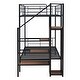 preview thumbnail 6 of 9, Black Twin over Twin Size Metal Bunk Bed with Lateral Storage Ladder and Wardrobe for Kids, Boys and Girls