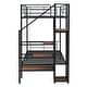 preview thumbnail 6 of 33, Metal Bunk Bed with Guardrail, Kids Bed Frame with Lateral Storage Ladder and Wardrobe