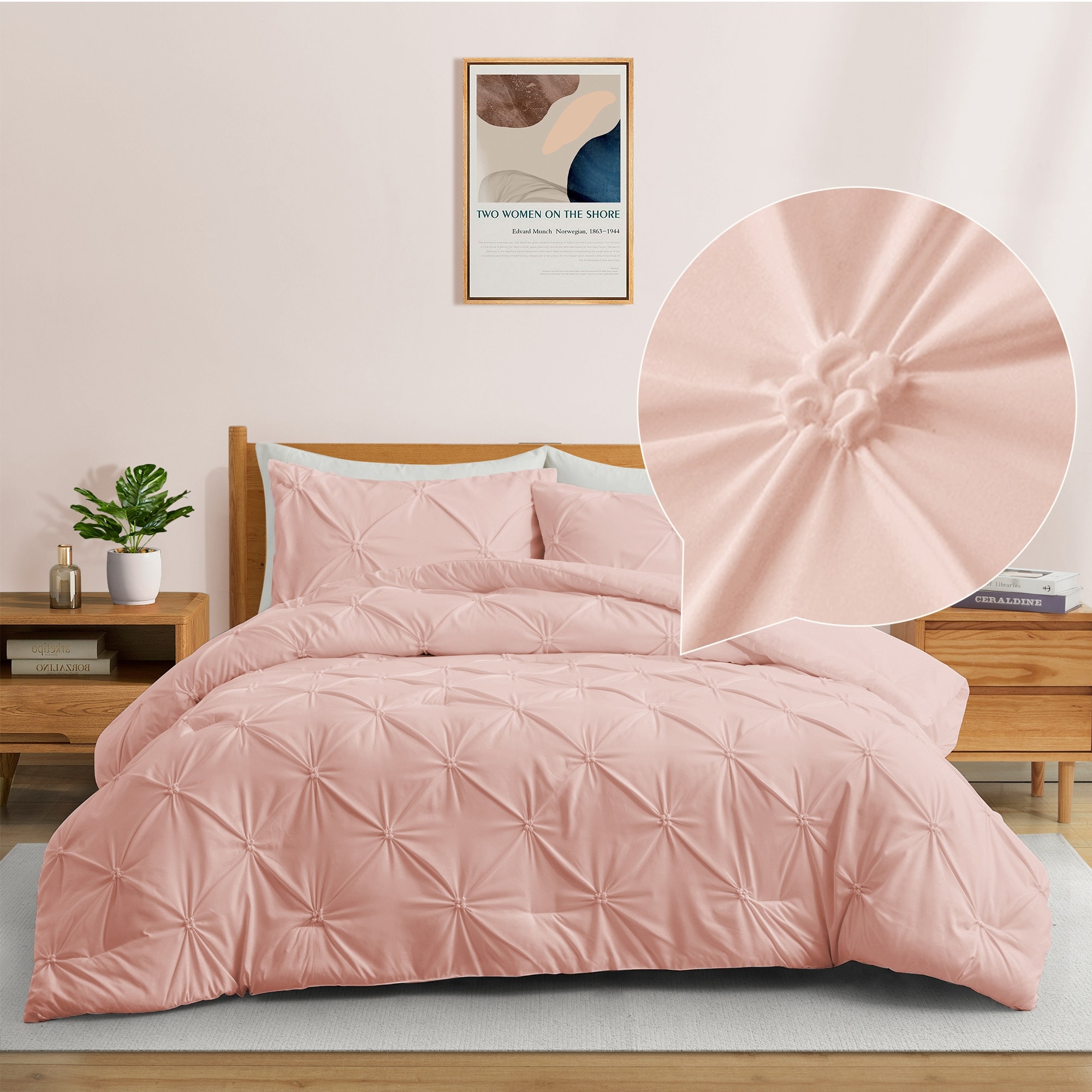 3 Piece Pintuck Pinch Pleat Comforter Set, Bedding Set for All