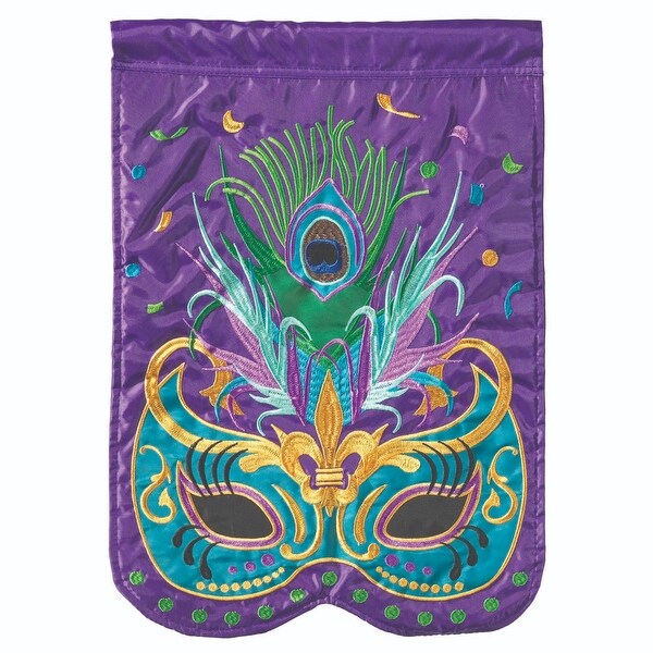 Purple and Green Mask Printed Rectangular Garden Flag 18" x 13" - N/A