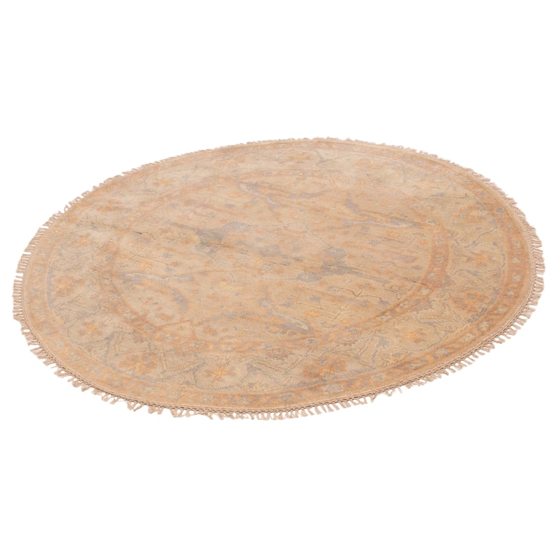 ECARPETGALLERY Hand-knotted Royal Oushak Beige Wool Rug - 5'10 x 5'10