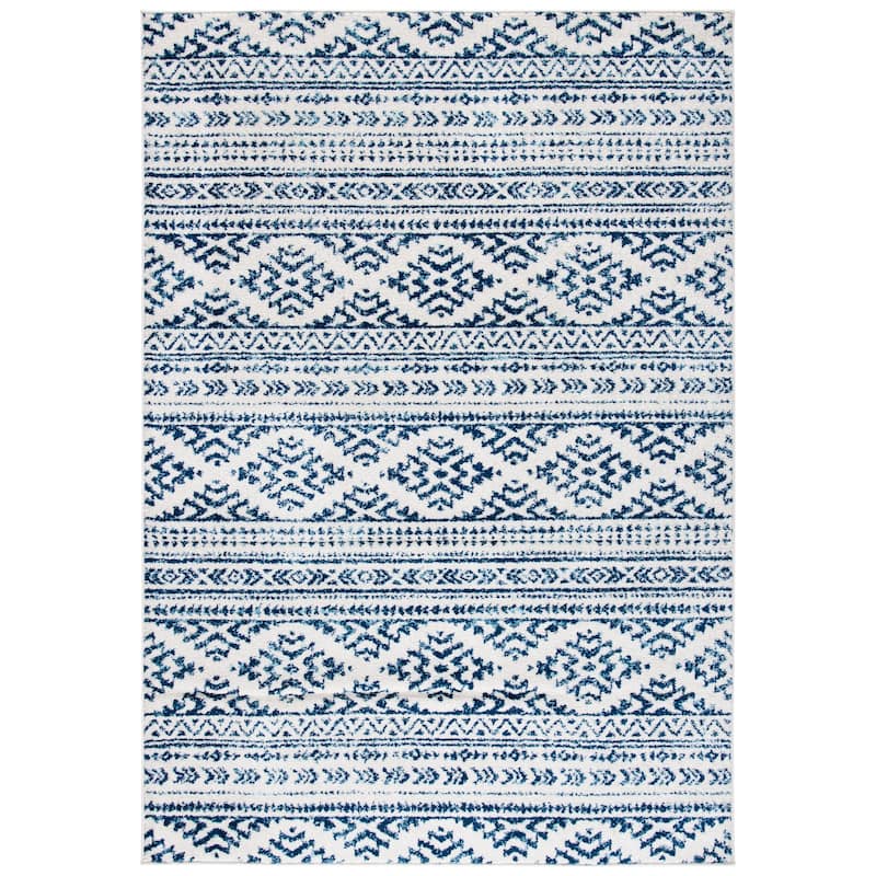 SAFAVIEH Tulum Bora Moroccan Boho Chic Area Rug - 4' x 6' - Ivory/Navy