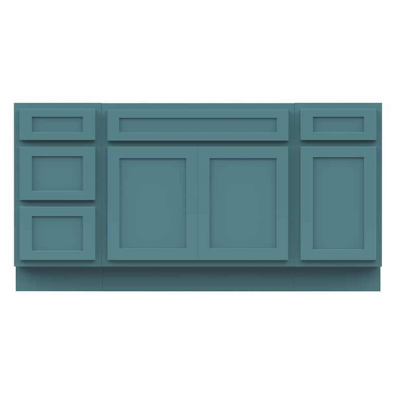 Vanity Art 66" Oak Freestanding Bathroom Vanity Cabinet without Top - Green