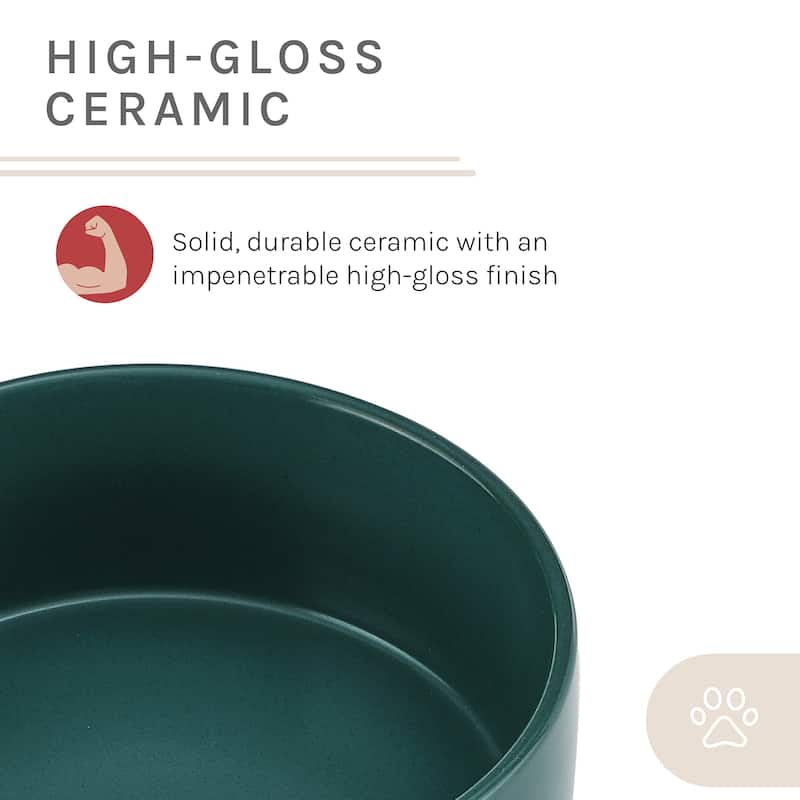 Coco Single Pet Bowl with Wood Stand 5.11'' in Green - 6.3