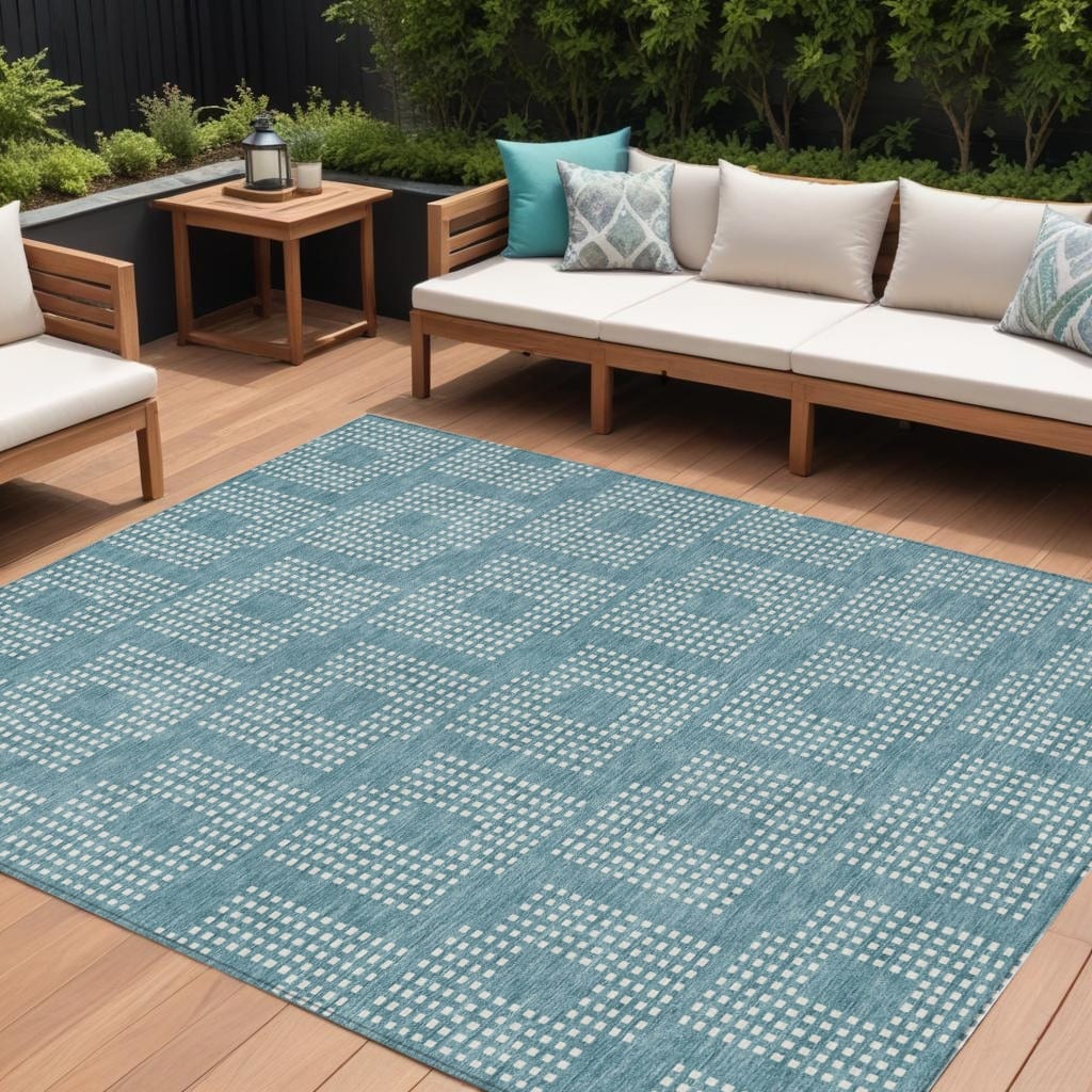 HomeRoots Geometric Transitional Rectangle Outdoor Rug