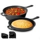 preview thumbnail 1 of 5, MegaChef 10.5 Inch 2-in-1 Pre-Seasoned Cast Iron Skillet and Fry Pan Set