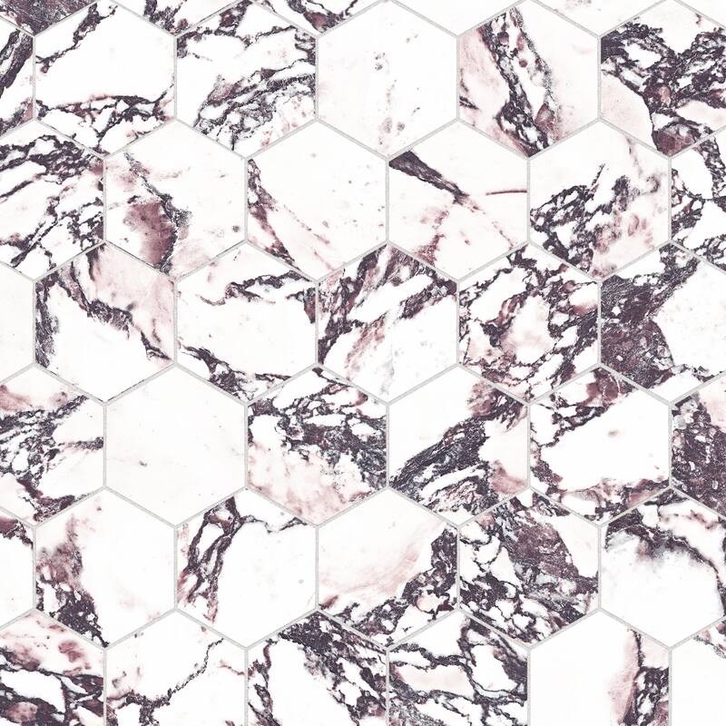 Merola Tile Touche 4" Hex Rubis 11-3/4" x 13-5/8" Porcelain Mosaic Floor and Wall Tile - (1 Tile)