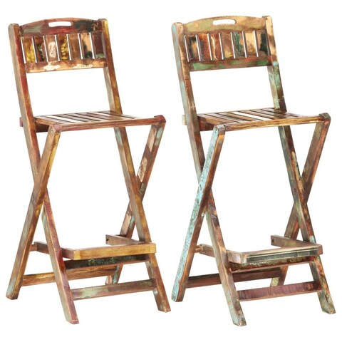 vidaXL Folding Patio Bar Chairs 2 pcs Solid Wood - Brown