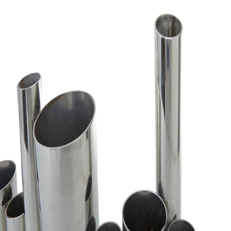 Stainless Steel Metal Organ Pipe Tube Vase - Silver - CosmoLiving by Cosmopolitan - 4"W x 14"L x 12"H
