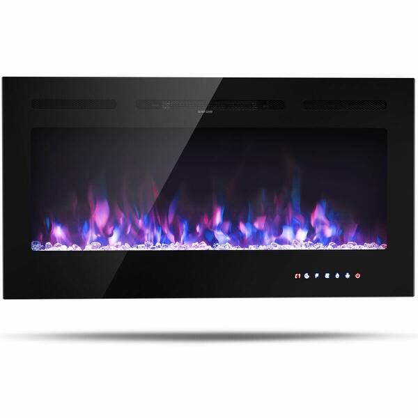 Shop Gymax 40 Electric Fireplace Recessed And Wall Mounted 750w